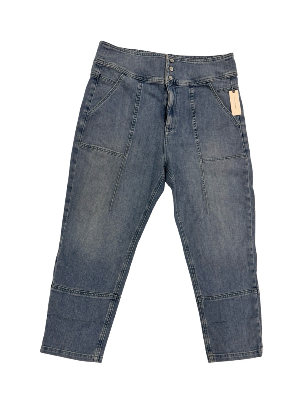 Anthropologie Button-Fly Cropped Jeans — Medium Blue - Picture 7 of 10
